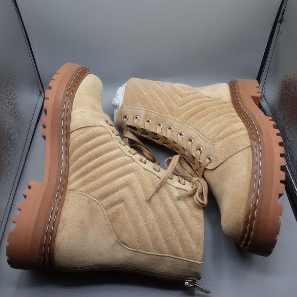 Vince Camuto Beige Combat Boots Sz 11 NIB - Picture 6 of 11